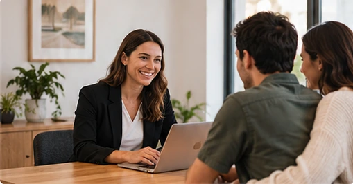 A homebuyer meeting with an adviser